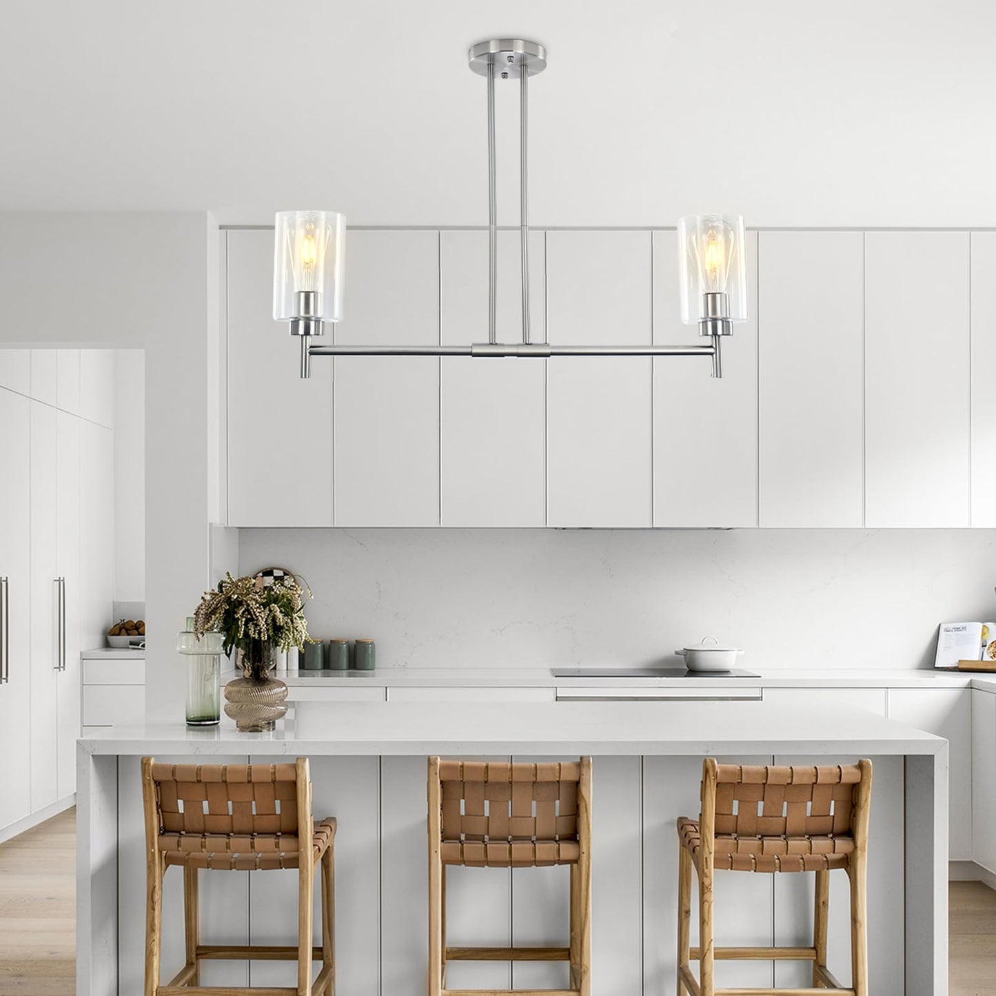 Modern 2-Light Chandelier for Kitchen Island