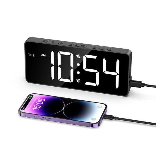 JXTZ 7-Inch LED Digital Alarm Clock with Alarms