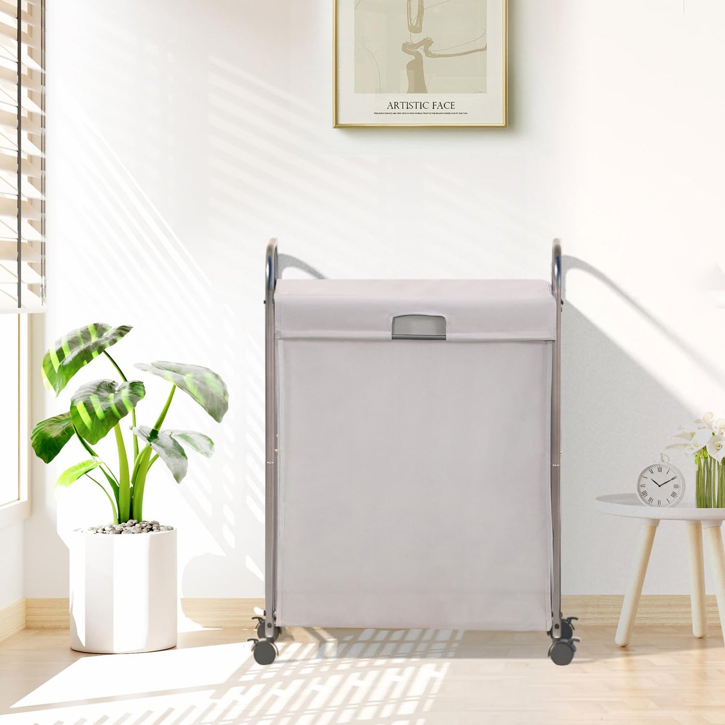 Rolling Laundry Hamper with Lid and Wheels