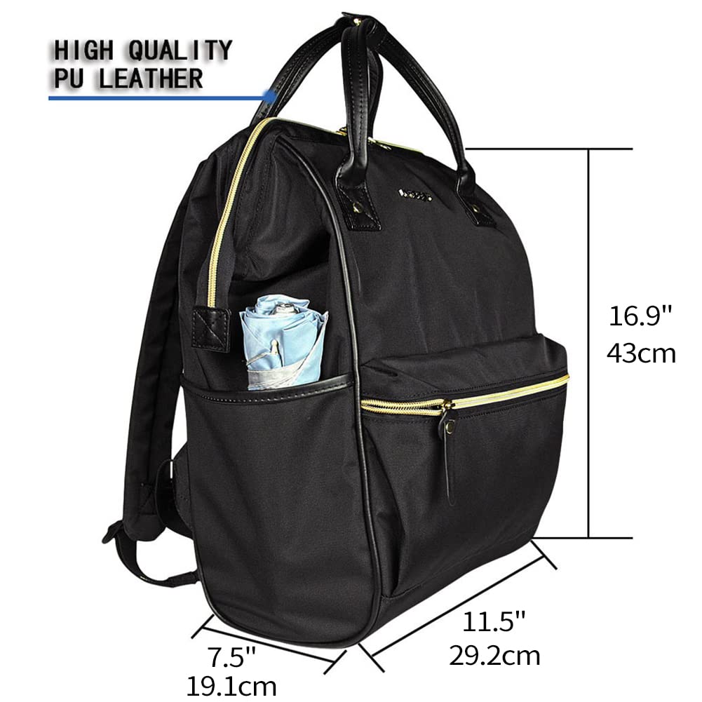 KROSER Laptop Backpack 15.6 Inch Stylish Backpack Doctor Bag Water Repellent College Casual Daypack with USB Port Travel Business Work Bag for Men/Women-Black