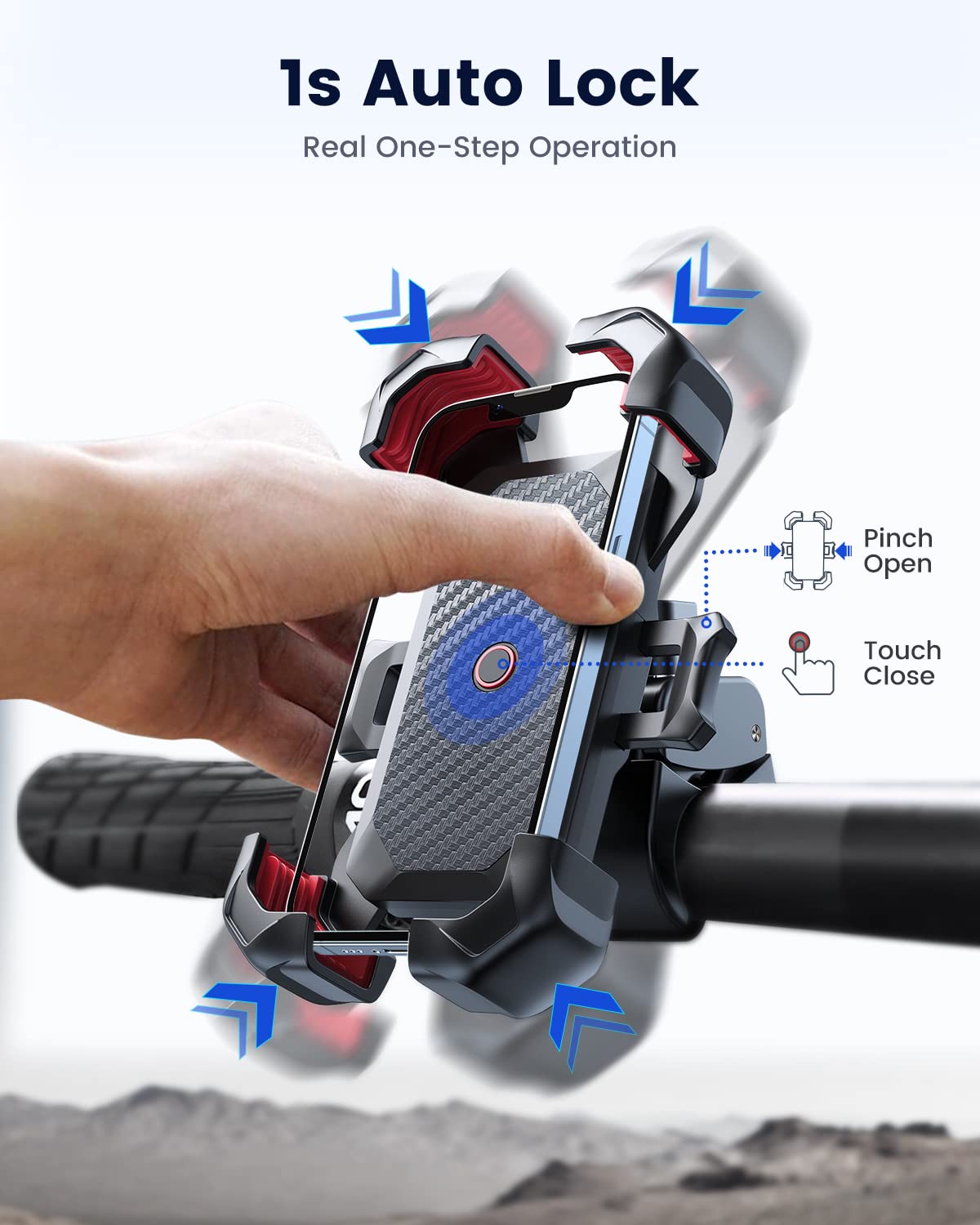 JOYROOM Motorcycle Phone Mount with 1s Auto Lock