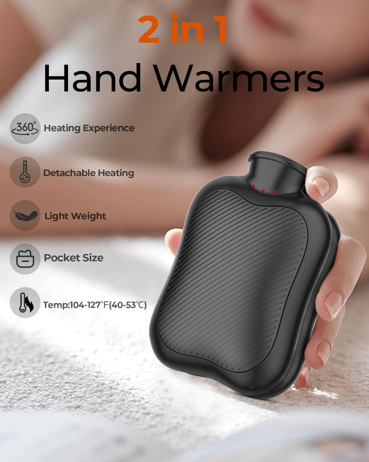 Rechargeable Hand Warmers 2 Pack with Heat Settings