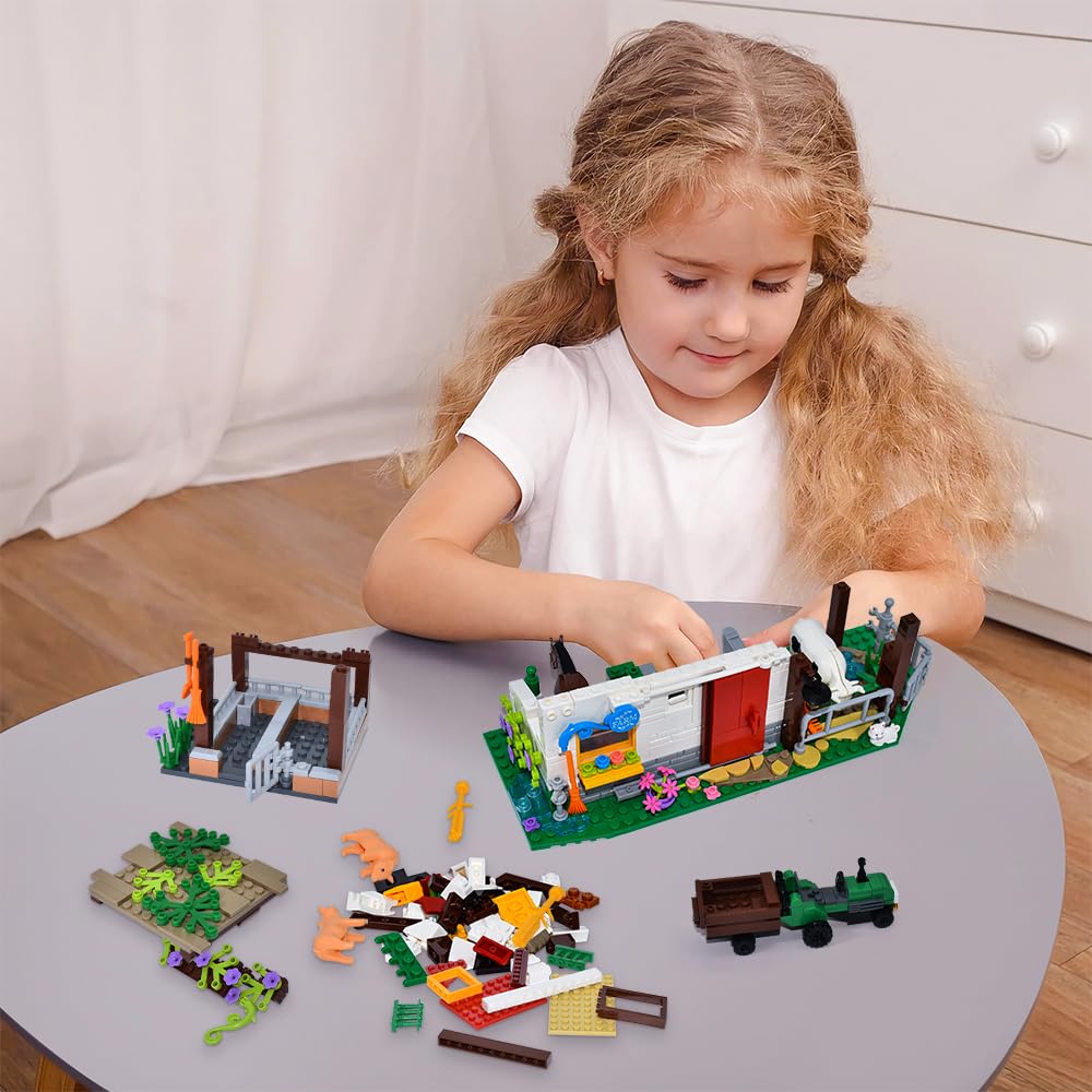 Animal Building Block Kit with Tractor Tools