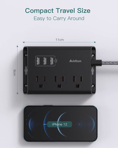 Addtam Power Strip with 3 USB Ports