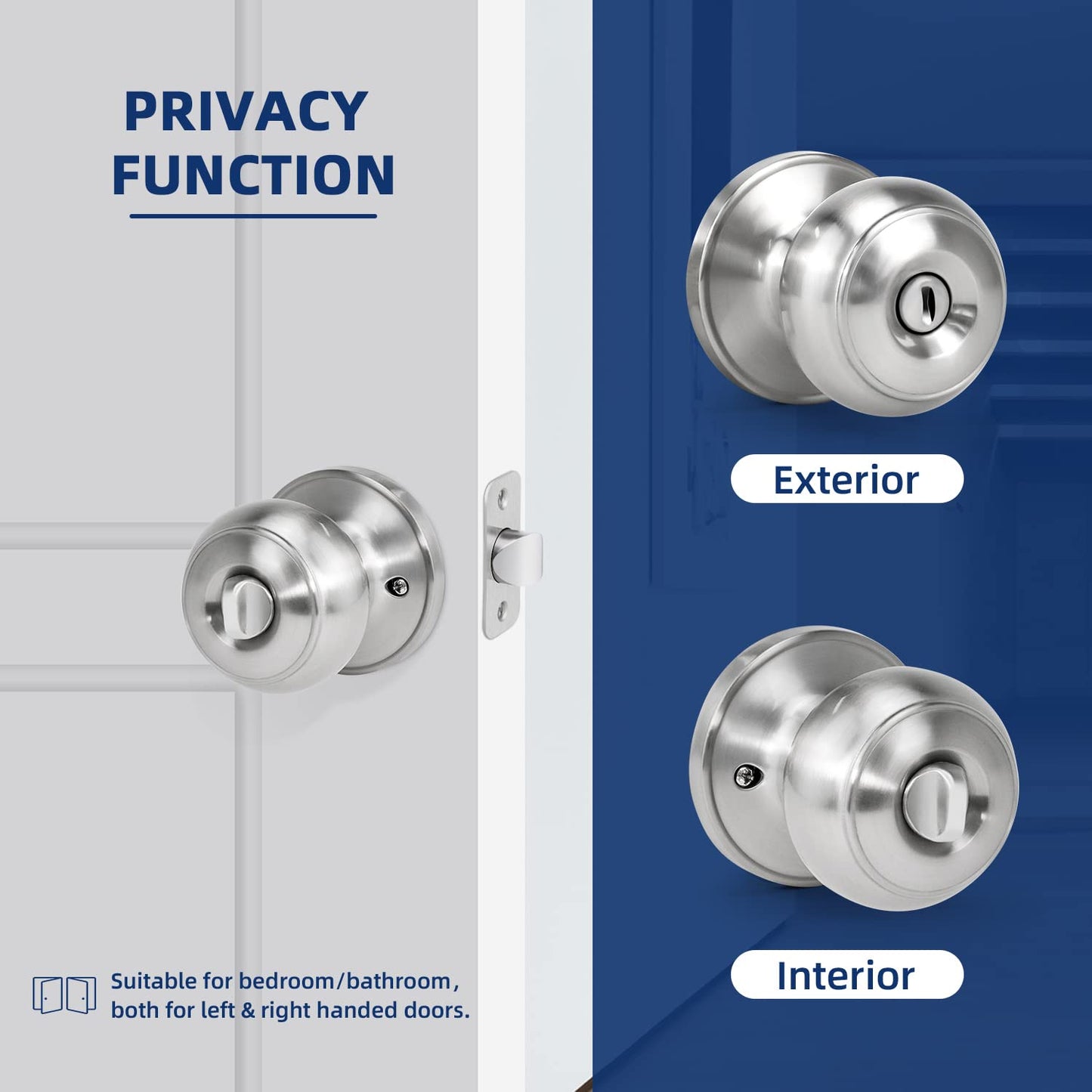 LOQRON Keyless Privacy Door Knob - Satin Nickel