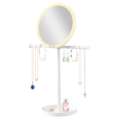 2 in 1Lighted Jewelry Organizer Stand with Makeup Mirror