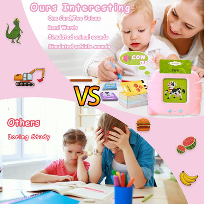 BAOXUE Toddler Learning Toys for 1 2 3 4 Year Old Girls Boys,Educational Toys for Toddlers Ages 2-4,Talking Flash Cards with 224 Sight Word,Speech Therapy Autism Toys Birthday Gift for Kids 1-3 (Pink)