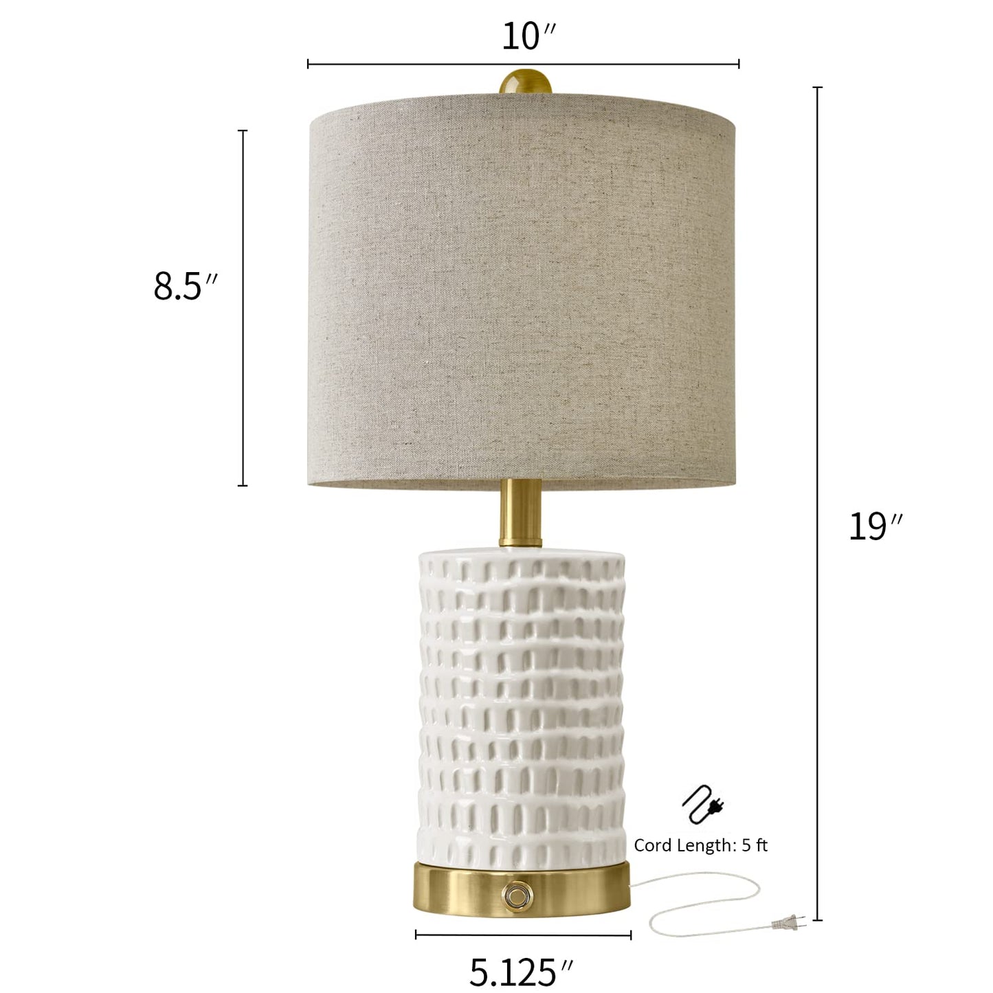 PORTRES Dimmable Ceramic Table Lamp Set with USB