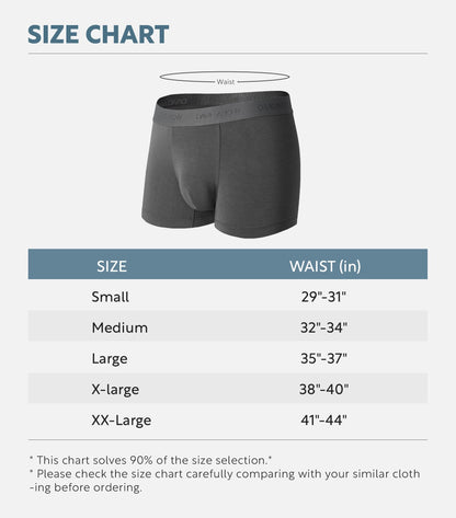 DAVID ARCHY Mens Trunks Underwear Soft Breathable Rayon Made from Bamboo Trunk No Fly Pouch 4-Pack L 3''
