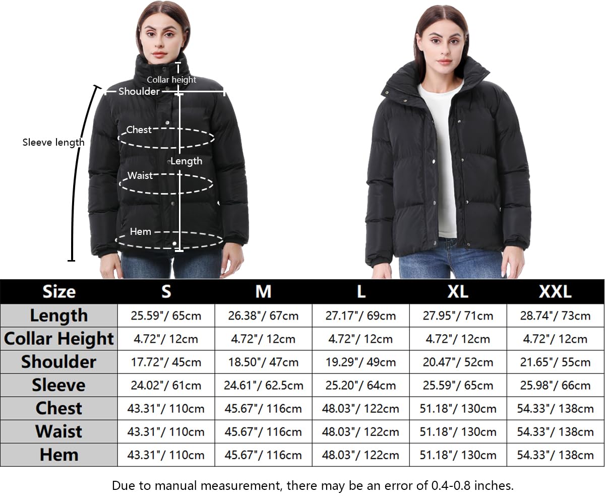 GIMECEN Women's Winter Coat Full-Zip Down Jacket Waterproof Puffer Coat Warm Parkas Long Sleeve Outerwear