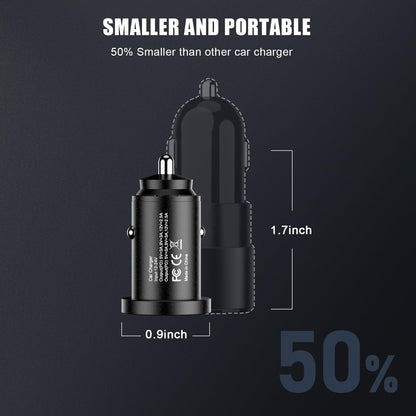 [MFi Certified] iPhone 15 Fast Car Charger, Mini 60W All Metal Dual USB C Car Charger Fast Charging Adapter & 2 Pack USB C to USB C Cord for iPhone 15/15 Plus/15 Pro/15 Pro Max/iPad Pro/Air/Mini