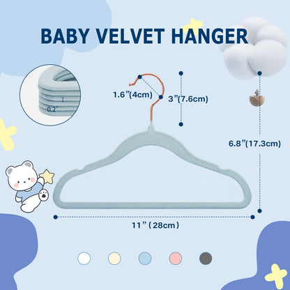 32 Pack Baby Velvet Hangers with Non-Slip Notches
