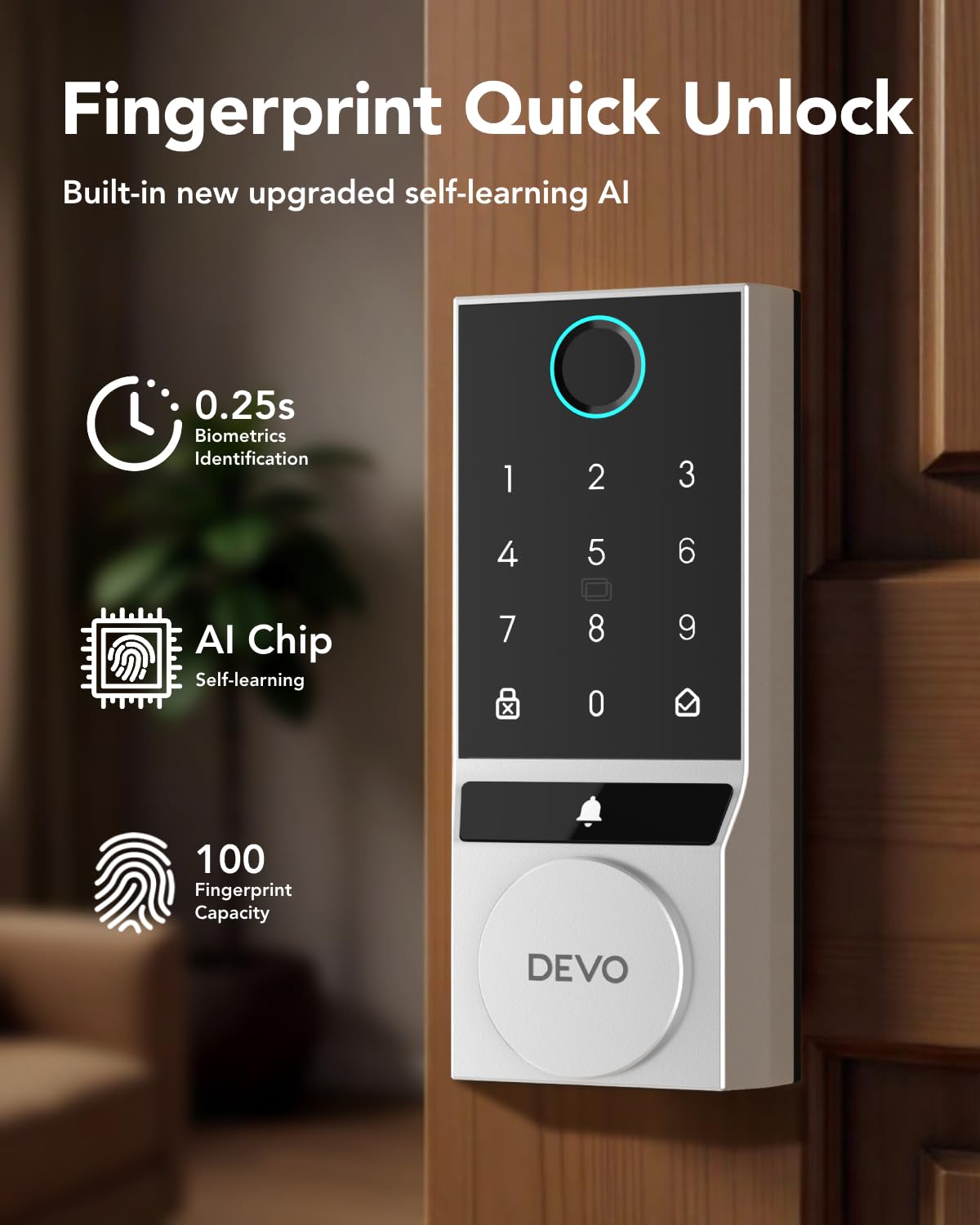 Fingerprint Keyless Entry Door Lock with Wi-Fi