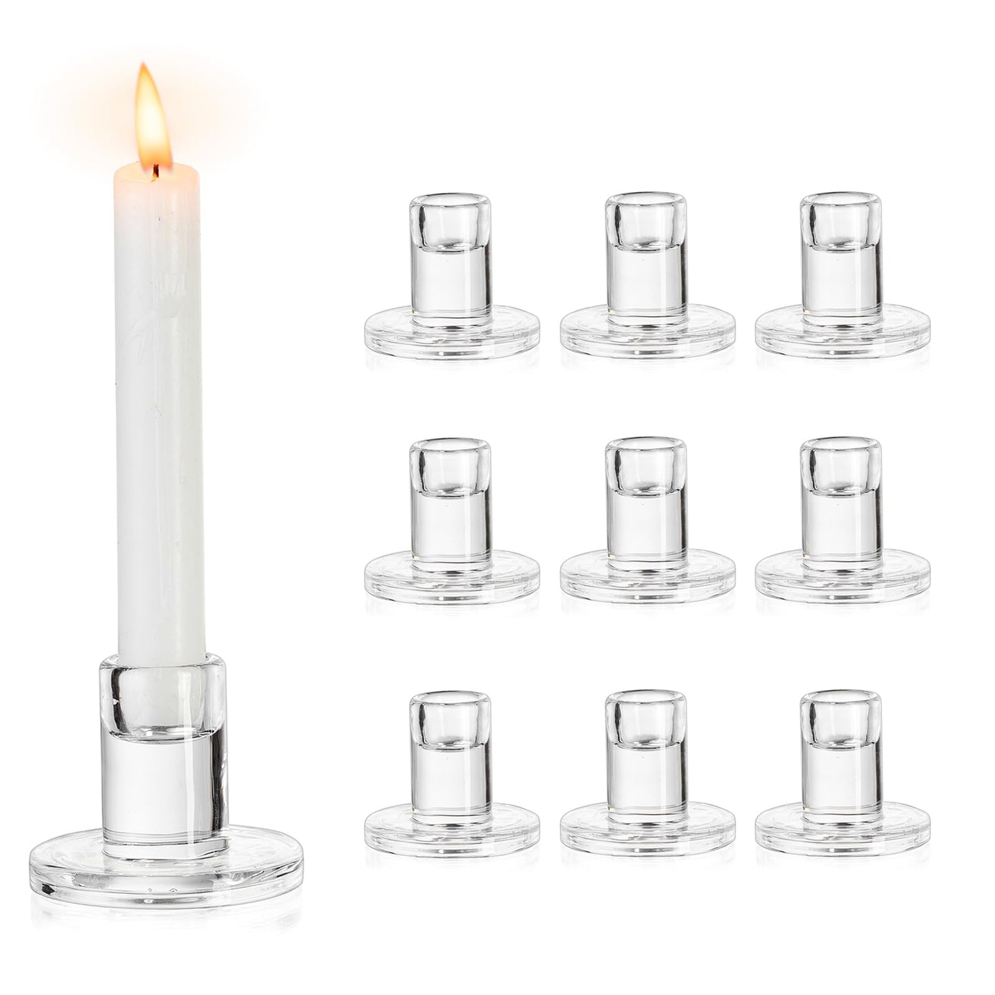 NUPTIO Set of 10 Clear Candle Holders