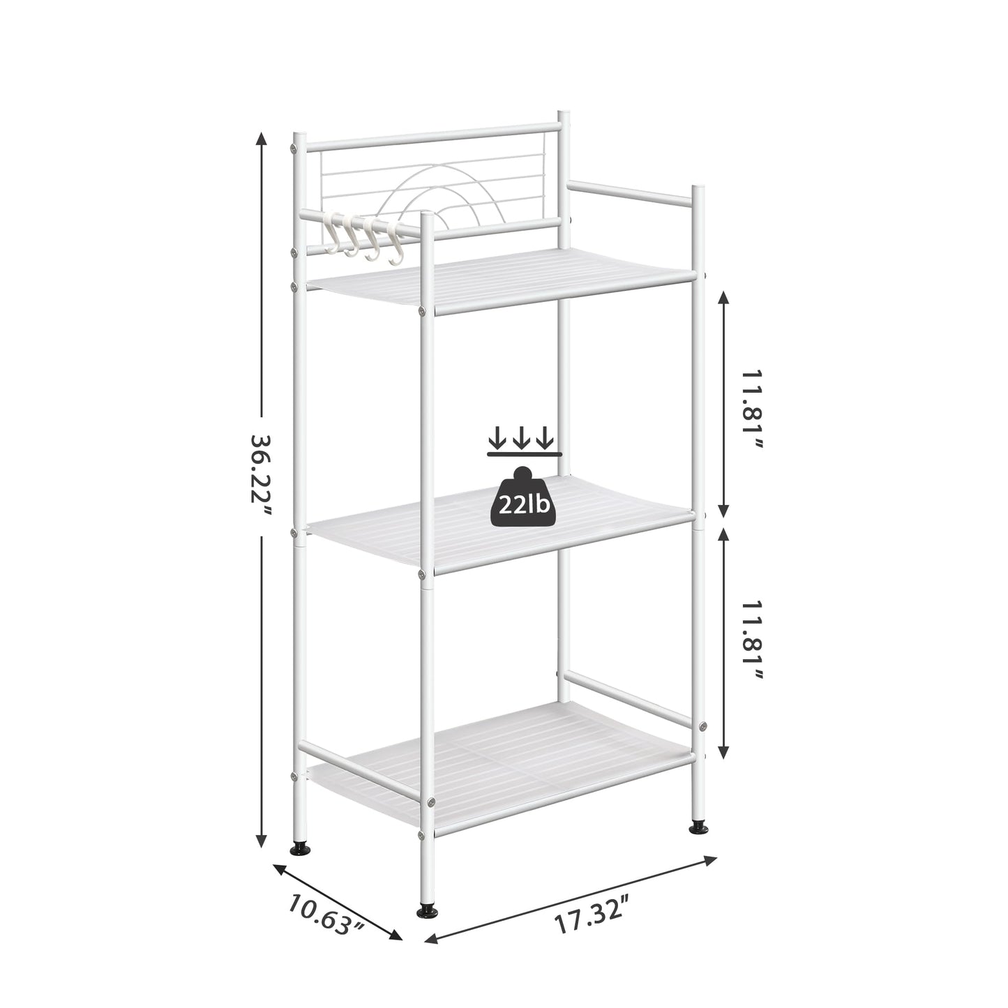 3-Tier Metal Freestanding Storage Shelf