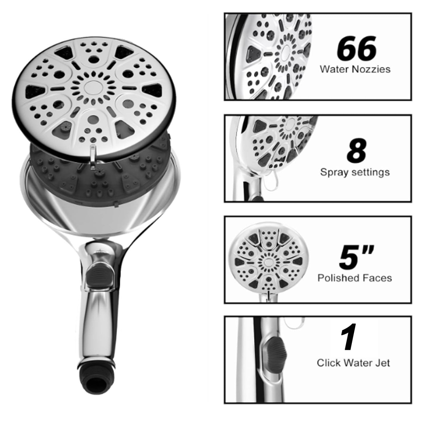 High Pressure Handheld Shower Head with 9 Settings