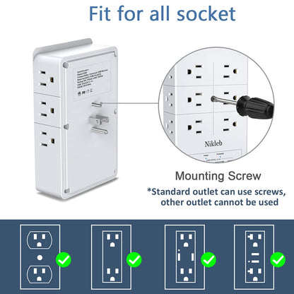 Nikleb Surge Protector with USB Ports, 3.1A