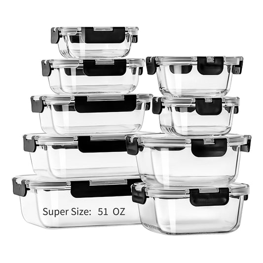 18-Piece Glass Food Storage Containers Set