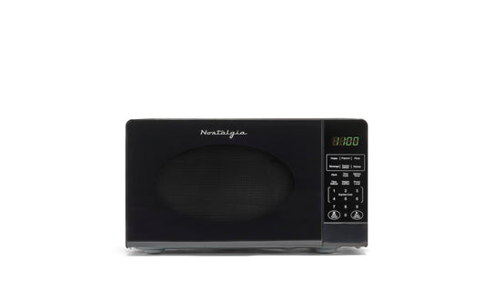 Nostalgia Modern Retro Countertop Microwave Oven - 700-Watt - 0.7 cu ft - 12 Pre-Programmed Cooking Settings - Digital Clock - Kitchen Appliances - Black