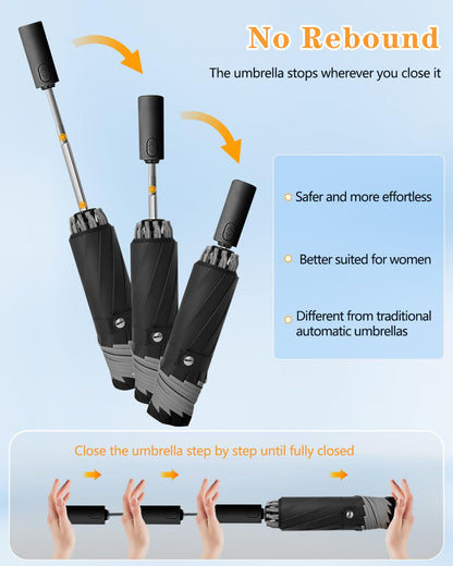 Large Windproof Inverted Umbrella with Reflective Strip