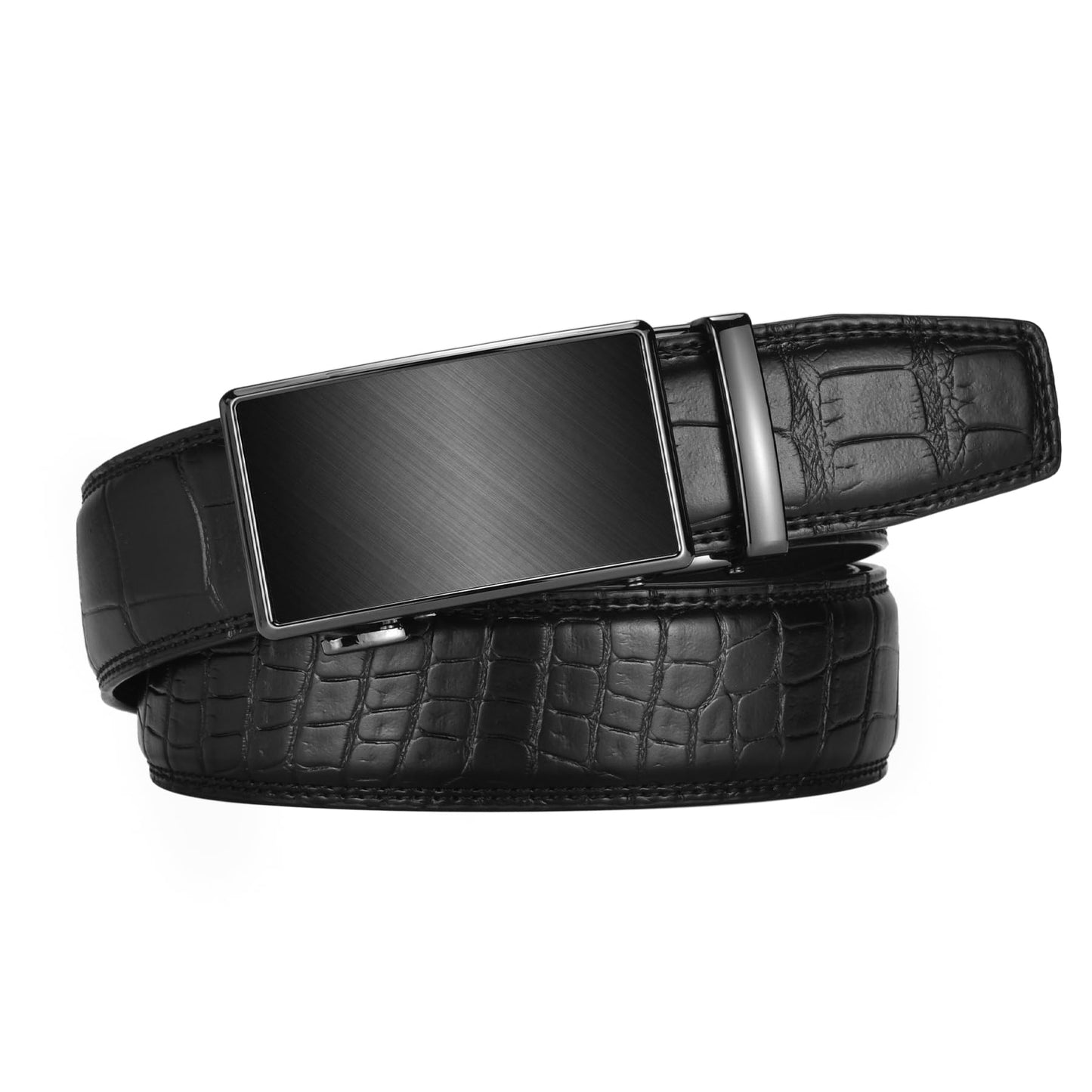 Men's Leather Ratchet Dress Belt with Click Buckle