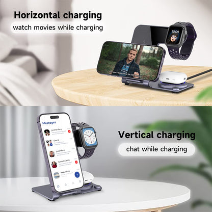 Wireless Charger, Aluminum Alloy 3 in 1 Wireless Charging Station for Apple iPhone/iWatch/Airpods,iPhone15 14,13,12,11 (Pro, ProMax)/XS/XR/XS/X/8(Plus),iWatch8/7/6/SE/5/4/3/2,AirPods 3/2/pro