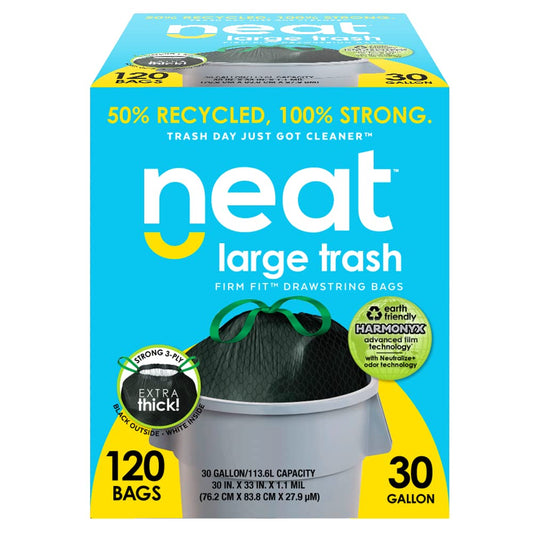 30 Gallon Drawstring Trash Bags - 120 Count