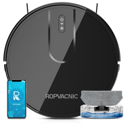 ROPVACNIC Robot Vacuum Cleaner Robot Vacuum and Mop Combo with 4000Pa Suction, Personalized Cleaning Adjustments, Self-Charging Robotic Vacuum Cleaner, Advanced Obstacle Avoidance, Black