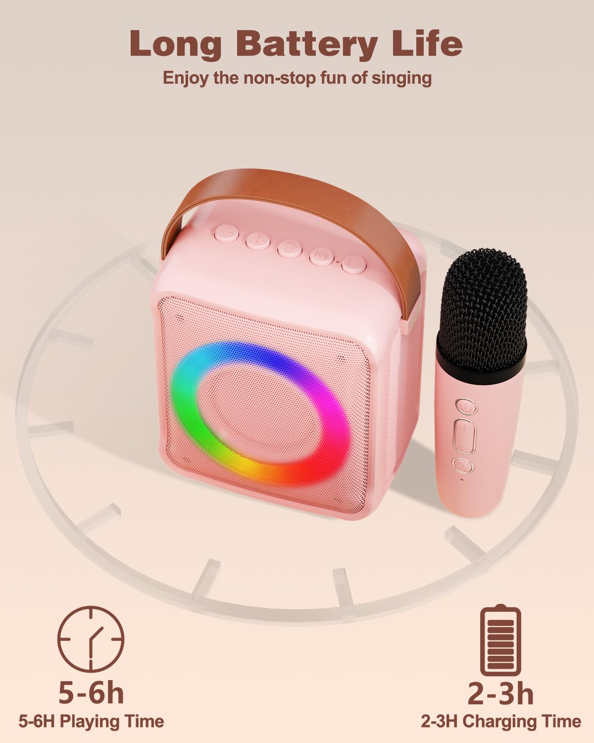 Mini Karaoke Machine with Bluetooth Microphones