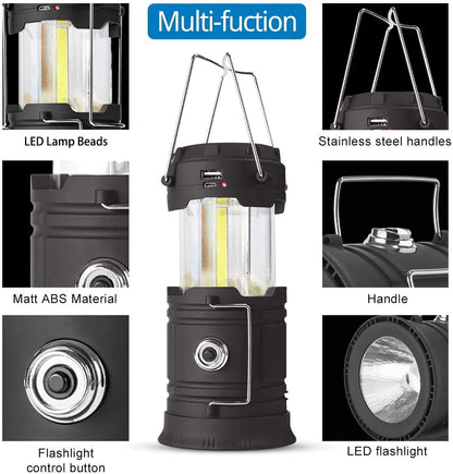 2 Pack Solar Rechargeable LED Camping Lanterns