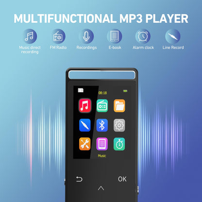 MP3 Player, 128GB MP3 Player Bluetooth 5.3, Built-in Speaker to Restore High-Fidelity Sound Quality, with FM, One-Click Recording, Wire Controlled Headset, Easy to Carry, for Sports