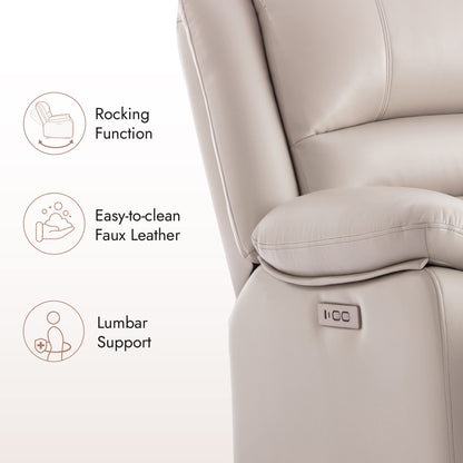 Power Recliner Chair with USB Port, Cream