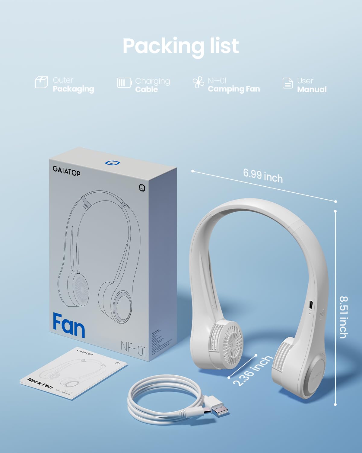 Portable Neck Fan with 3 Speed Settings