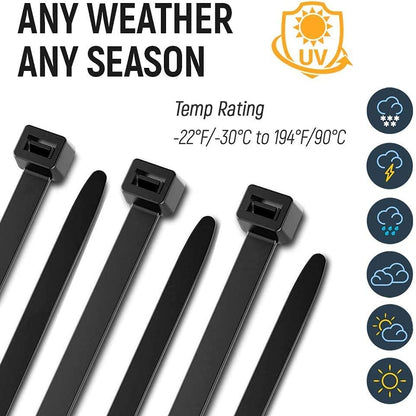 Albo Heavy Duty 12" Black Zip Ties 1000 Pack