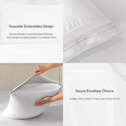 REDKEY Twin Size Bed Sheets Set 3 Piece Set Soft Breathable Bedding Sheets & Pillowcases Sets Deep Pocket Twin Bed Sheets Wrinkle Resistant - Easy Care (Twin,Light Grey)