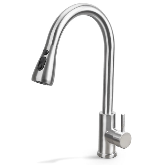 Longjoy Kitchen Faucets,Single Handle High Arc Pull Down Kitchen Faucet,Stainless Steel Kitchen Sink Faucets with Pull Down Sprayer,Kitchen Sink Faucets for Laundry Bar
