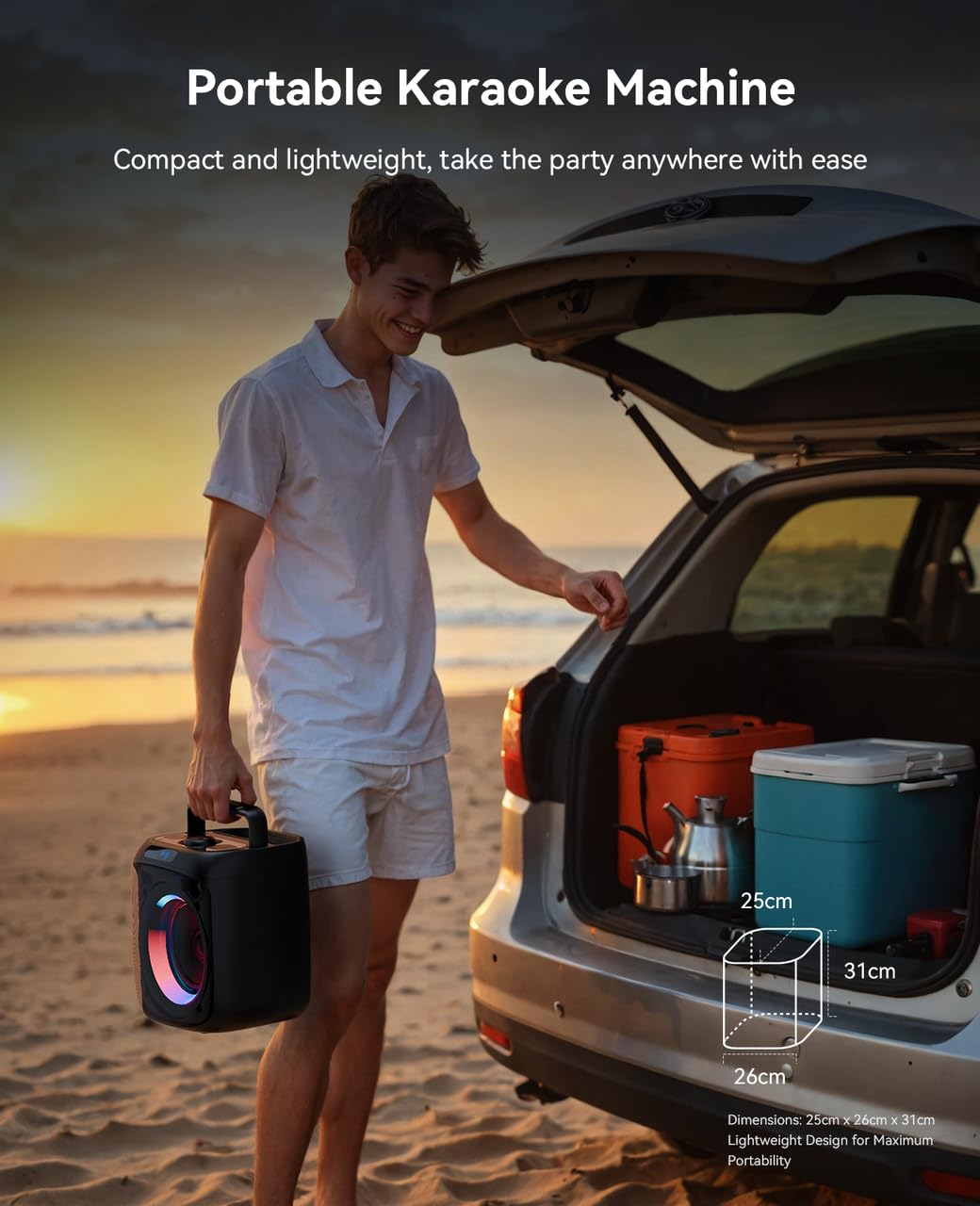 Portable Bluetooth Karaoke Machine with 2 Microphones