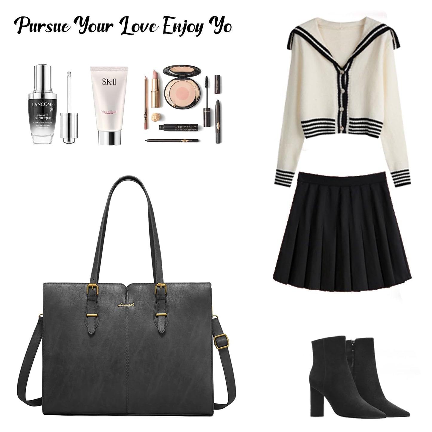 LOVEVOOK Vintage Leather Work Tote for Women