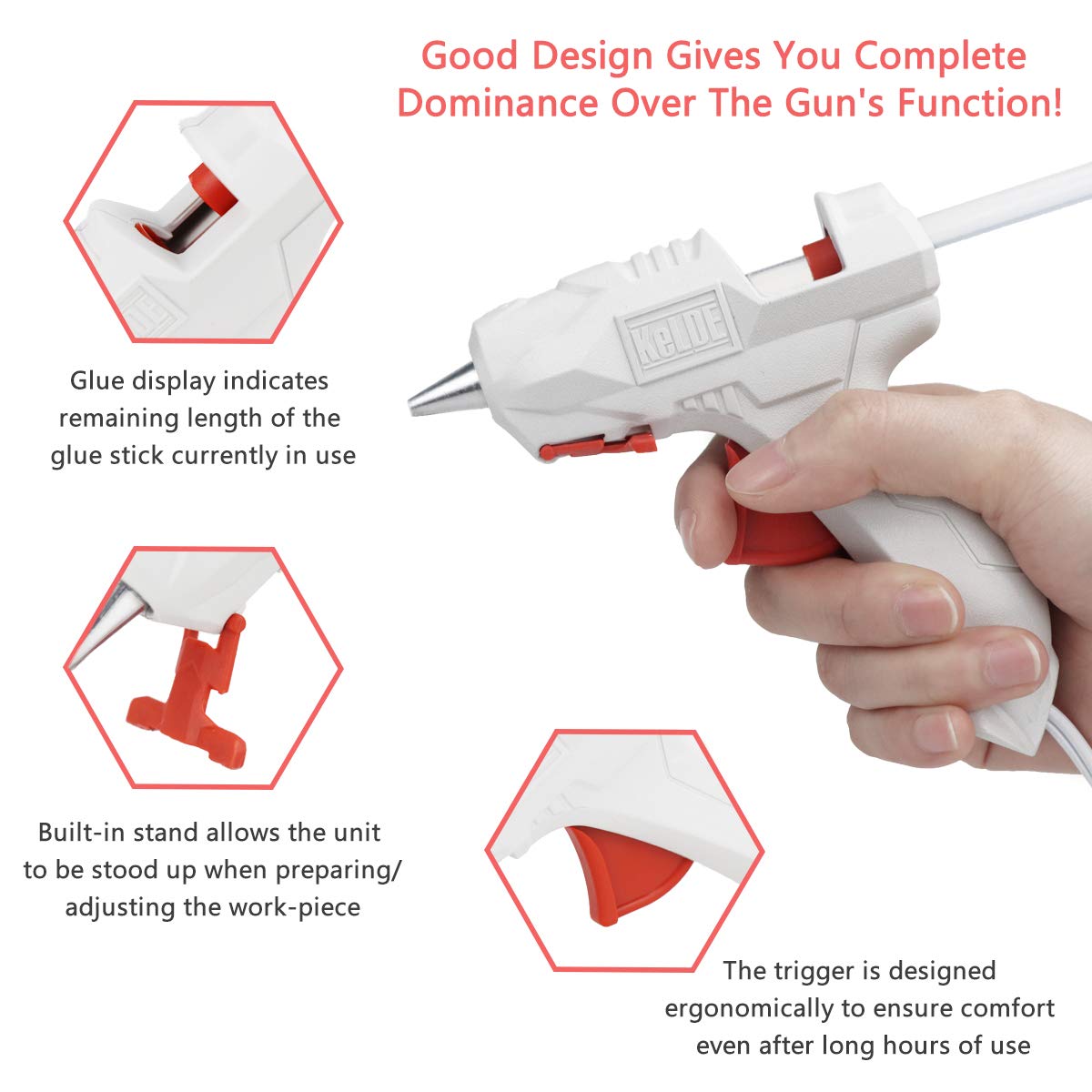 KeLDE Mini Hot Glue Gun - High Temperature Drip-Less Glue Gun with 10pcs Hot Glue Sticks for Craft Projects, 10 Watts…