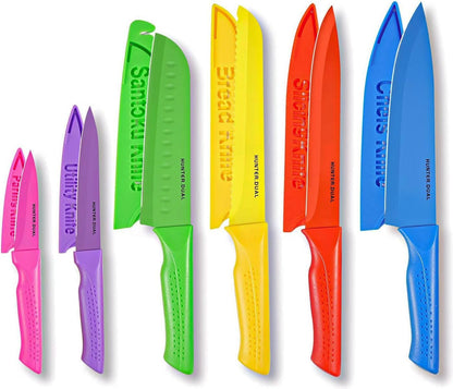 12-PC Kitchen Knife Set with Sharpener Covers