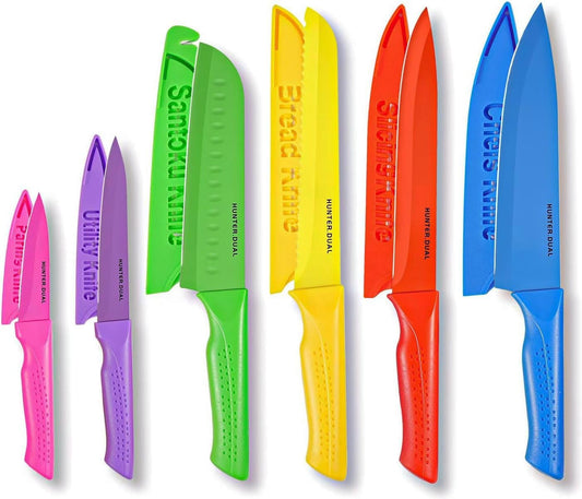 12-PC Kitchen Knife Set with Sharpener Covers
