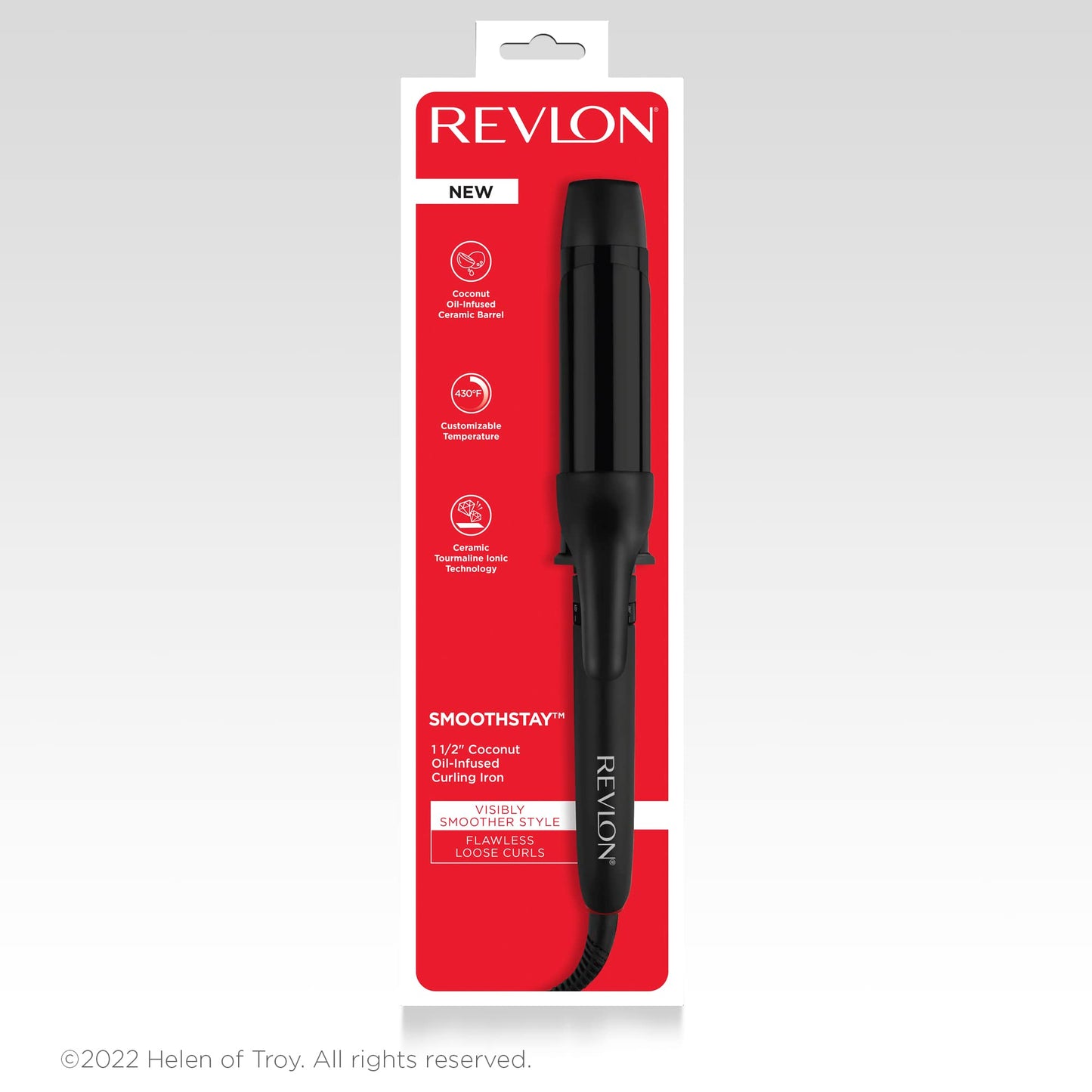 Revlon SmoothStay Coconut Oil-Infused Curling Iron | for Shiny, Smooth Curls (1-1/2 in)