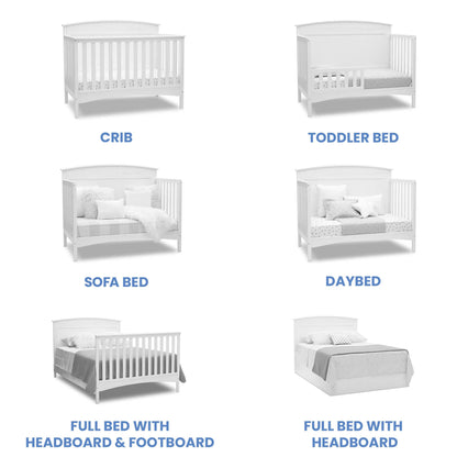 Delta Children Archer Solid Panel 4-in-1 Convertible Baby Crib - Greenguard Gold Certified, Bianca White