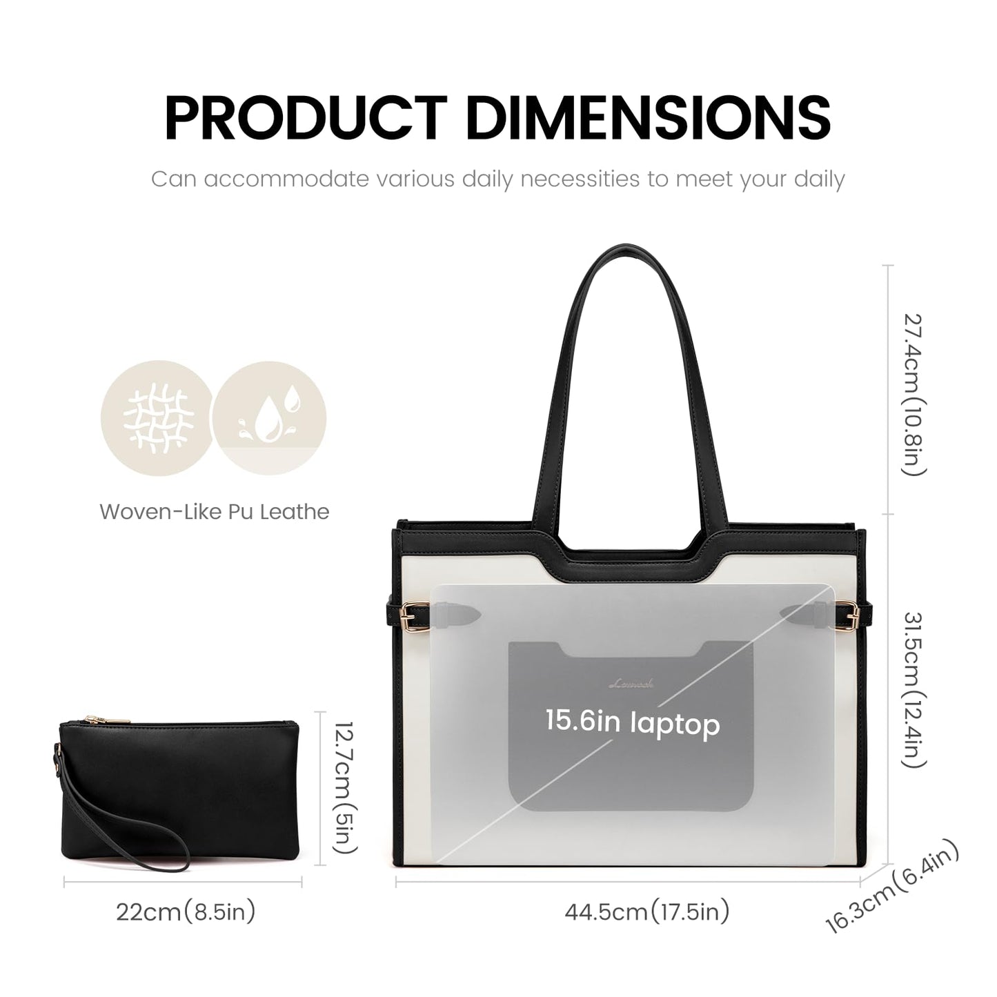 LOVEVOOK 17.3 Inch Leather Laptop Tote Bag