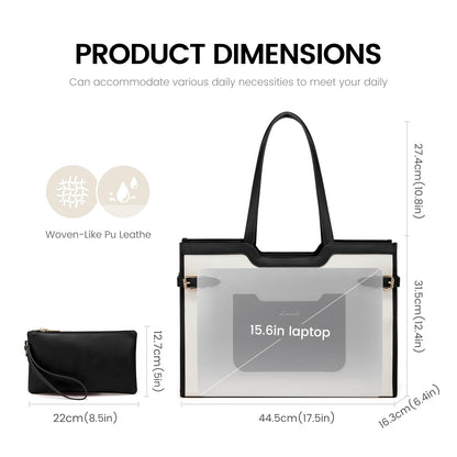 LOVEVOOK 17.3 Inch Leather Laptop Tote Bag