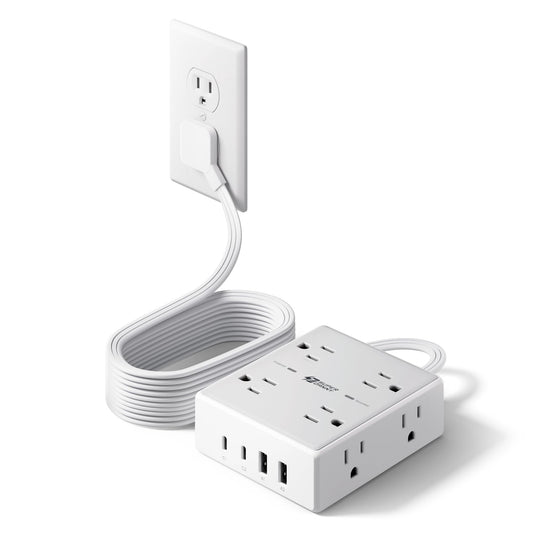 10Ft Extension Cord with 8 Outlets & USB Ports