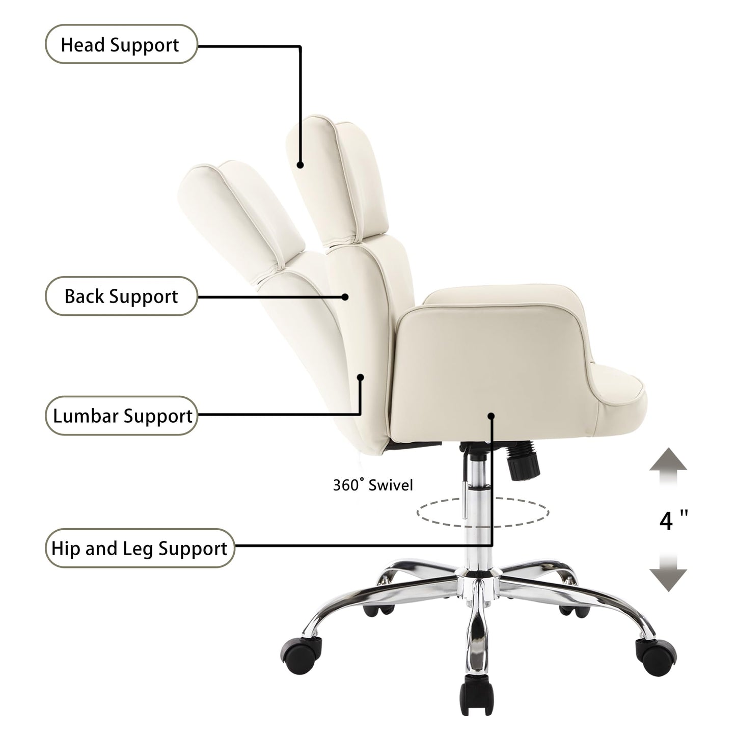 BERYTH Adjustable Height Swivel Office Chair