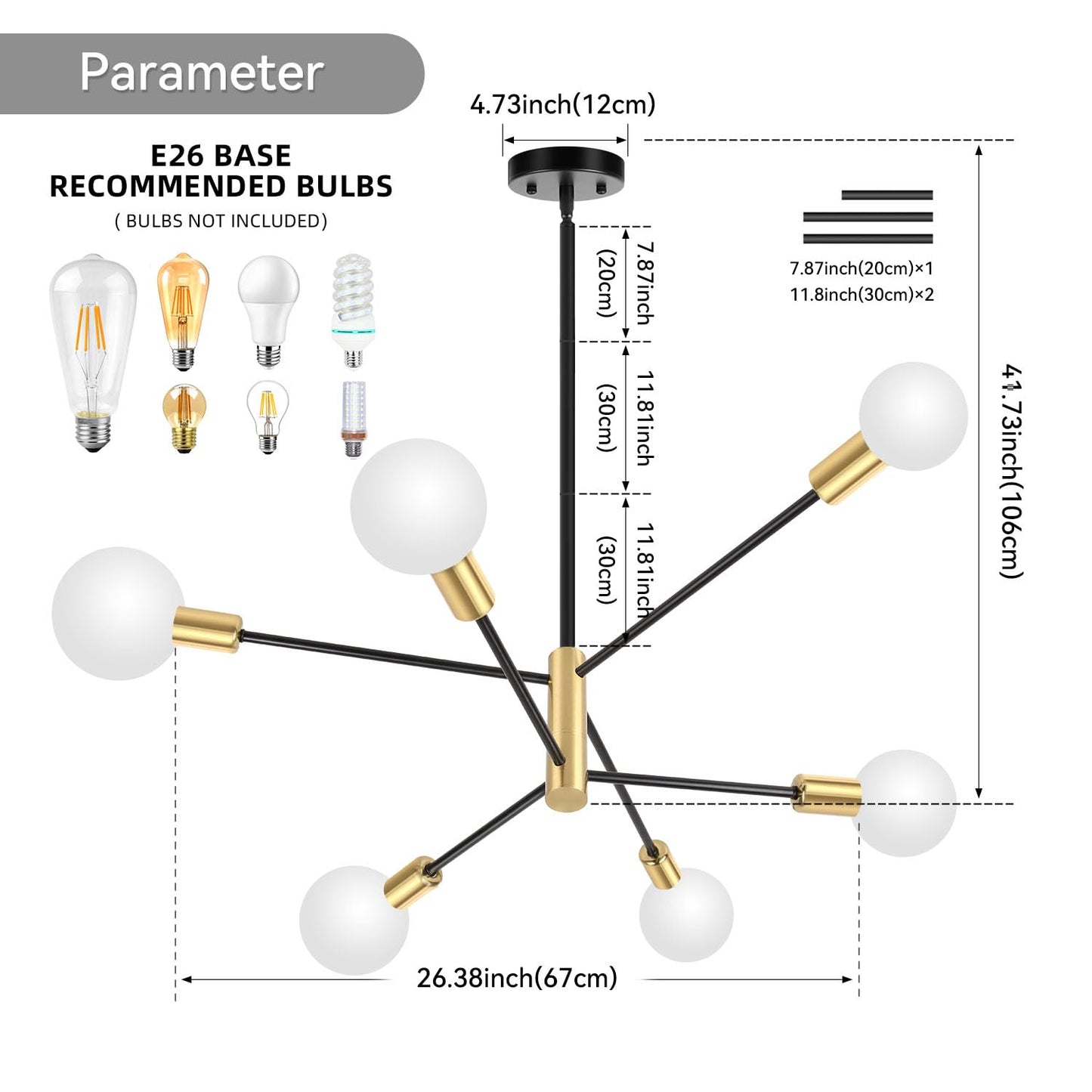 6-Light Sputnik Chandelier by CANMEIJIA