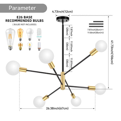 6-Light Sputnik Chandelier by CANMEIJIA
