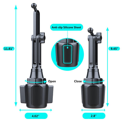 Easkkty Cup Phone Mount for Car with Expandable Base, Universal Car Cup Phone Cradle Holder with Long and Adjustable Neck Fit with iPhone Samsung Google and All Smartphones